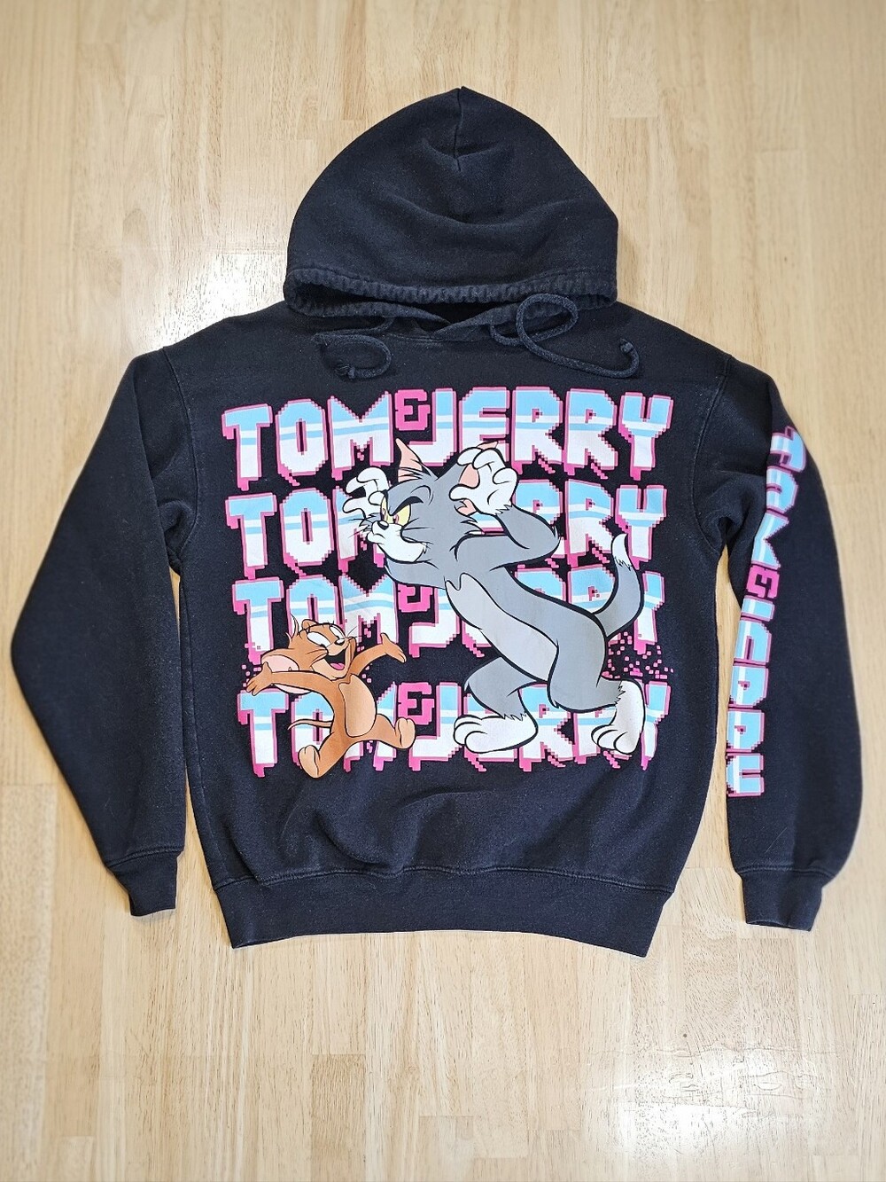 Tom & Jerry Black Graphic Hoodie Sweatshirt